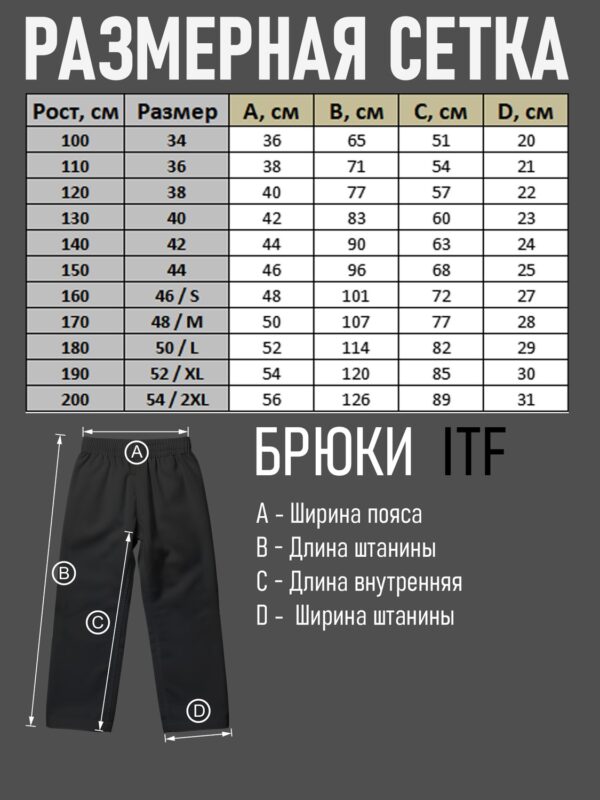 Брюки для Тхэквондо Taekwondo ИТФ-ITF из Хлопка, белые